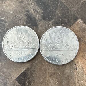 Canadian Dollar Collectible Coins 1969 and 1985